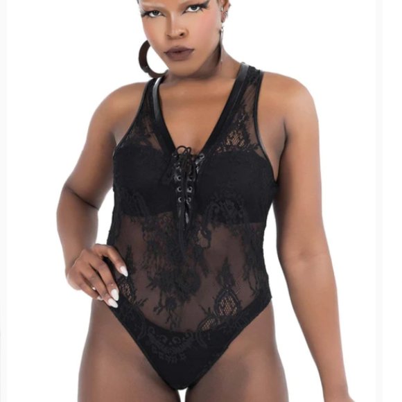 NWT Killstar Desert Rose Lace Bodysuit Black Size Medium - Picture 2 of 11